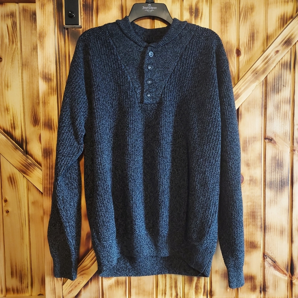 Cabela's Mens Heavyweight knit 1/4 button gray sweater - XL